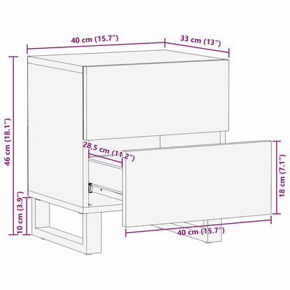 Nachttisch Braun 40 x 33 x 46 cm Massivholz Akazie
