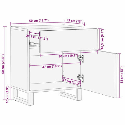 Nachttisch Braun 50 x 33 x 60 cm massives Mangoholz