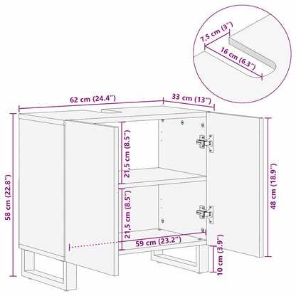 Waschbeckenschrank mit Regal Braun und Schwarz 62 x 33 x 58 cm