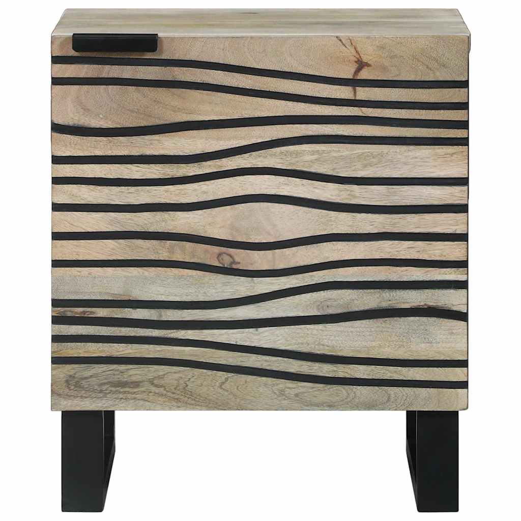 Nachttische Weiß und Schwarz 40 x 33 x 46 cm massives Mangoholz