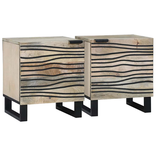 Nachttische 2 pcs Weiß und Schwarz 40 x 33 x 46 cm