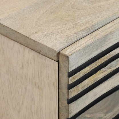 Nachttisch Weiß und Schwarz 40 x 33 x 46 cm Massivholz Akazie