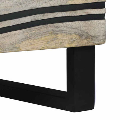 Nachttisch Weiß und Schwarz 40 x 33 x 46 cm Massivholz Akazie