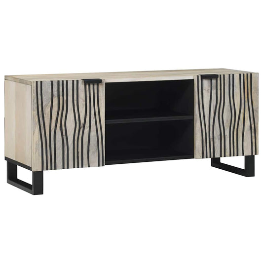 TV-Schränk Weiß 160 x 30 x 30.5 cm massives Mangoholz