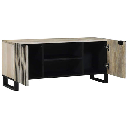 TV-Schränk Weiß 160 x 30 x 30.5 cm massives Mangoholz
