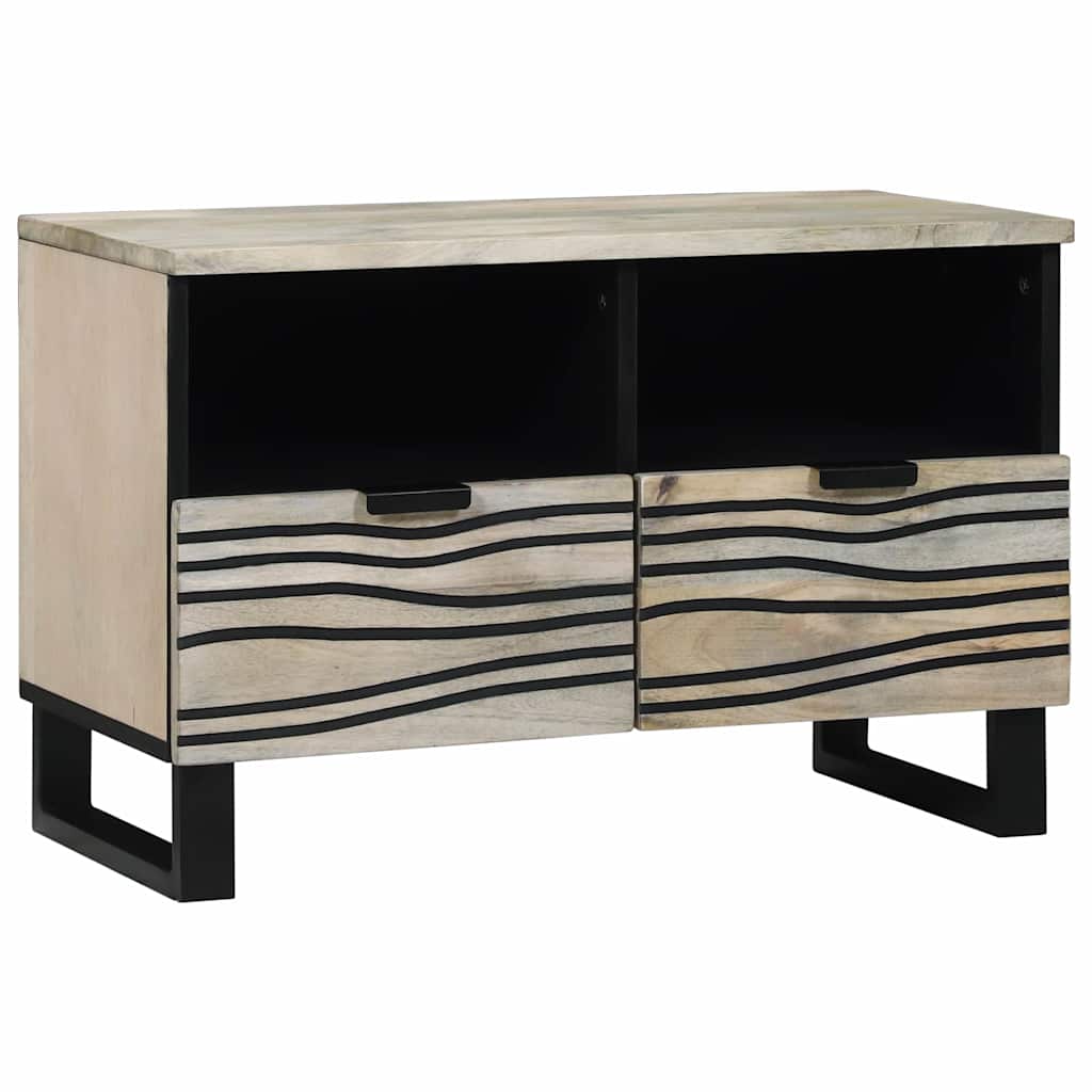 TV-Schrank Weiß 70 x 33 x 46 cm massives Mangoholz