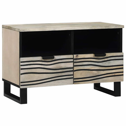 TV-Schrank Weiß 70 x 33 x 46 cm massives Mangoholz