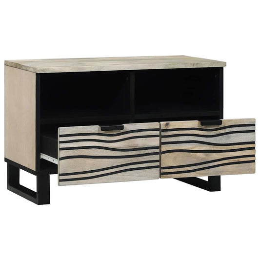 TV-Schrank Weiß 70 x 33 x 46 cm massives Mangoholz