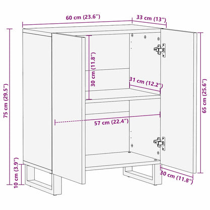 Sideboard Weiß 60 x 33.5 x 75 cm massives Mangoholz