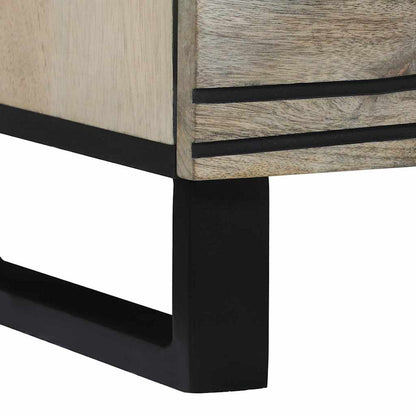 Sideboard Weiß 60 x 33.5 x 75 cm massives Mangoholz