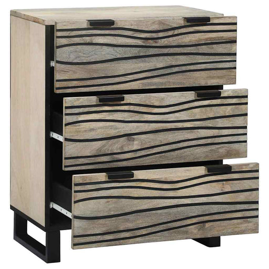 Sideboard Weiß 60 x 33.5 x 75 cm massives Mangoholz