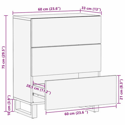 Sideboard Weiß 60 x 33.5 x 75 cm massives Mangoholz