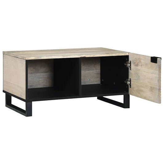 Couchtisch Weiß, Schwarz 80 x 50 x 40 cm massives Mangoholz