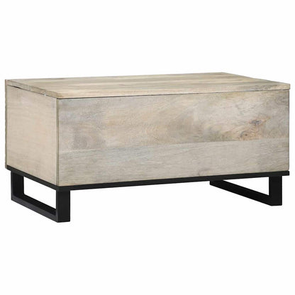 Couchtisch Weiß, Schwarz 80 x 50 x 40 cm massives Mangoholz