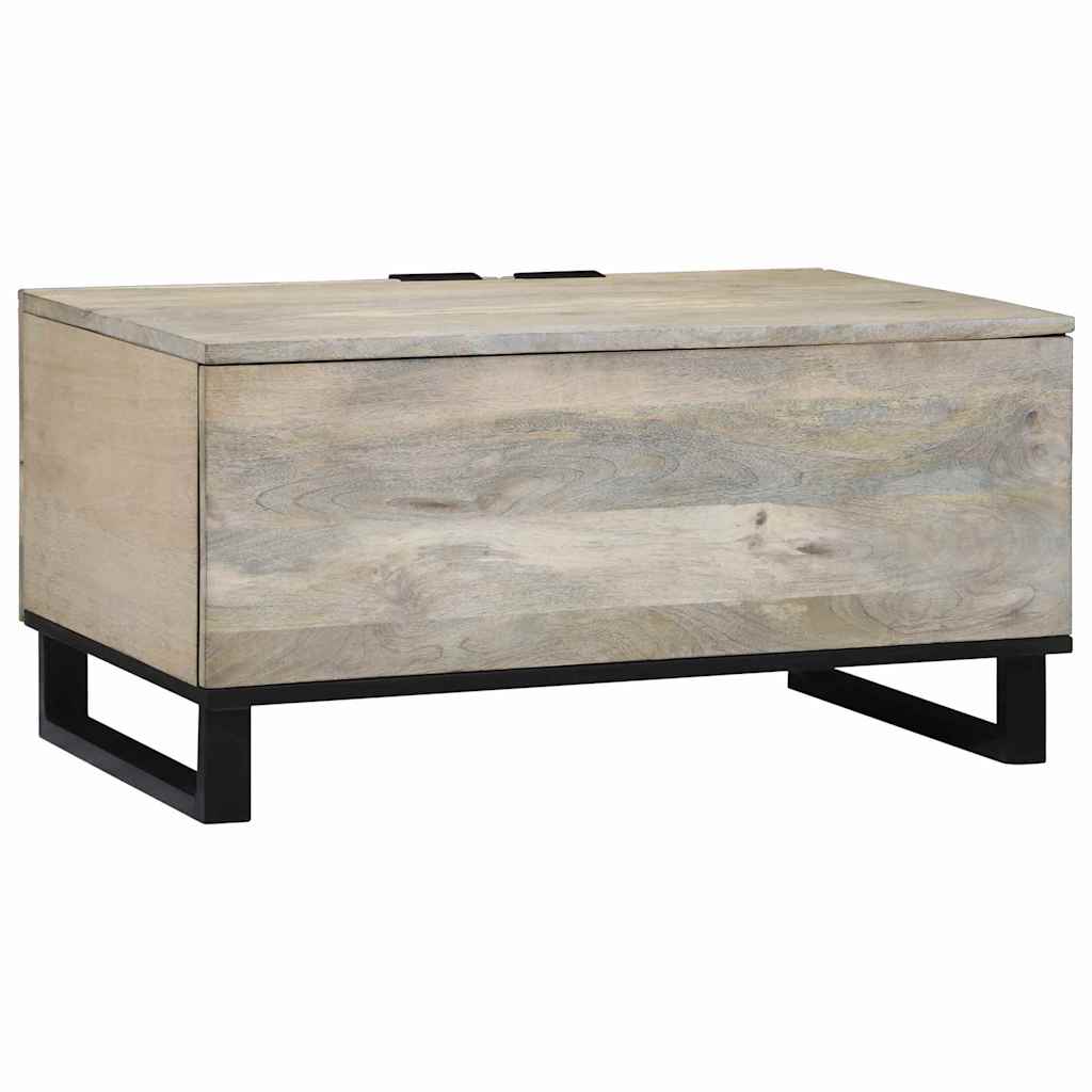 Couchtisch Weiß, Schwarz 80 x 50 x 40 cm massives Mangoholz