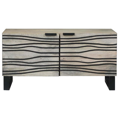 Couchtisch Weiß, Schwarz 80 x 50 x 40 cm massives Mangoholz