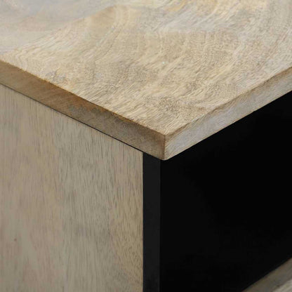 Nachttisch Weiß und Schwarz 40 x 33 x 46 cm Massivholz Akazie