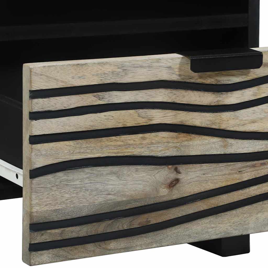 Nachttisch Weiß und Schwarz 40 x 33 x 46 cm Massivholz Akazie