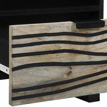 Nachttisch Weiß und Schwarz 40 x 33 x 46 cm Massivholz Akazie