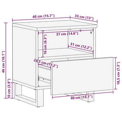 Nachttisch Weiß und Schwarz 40 x 33 x 46 cm Massivholz Akazie