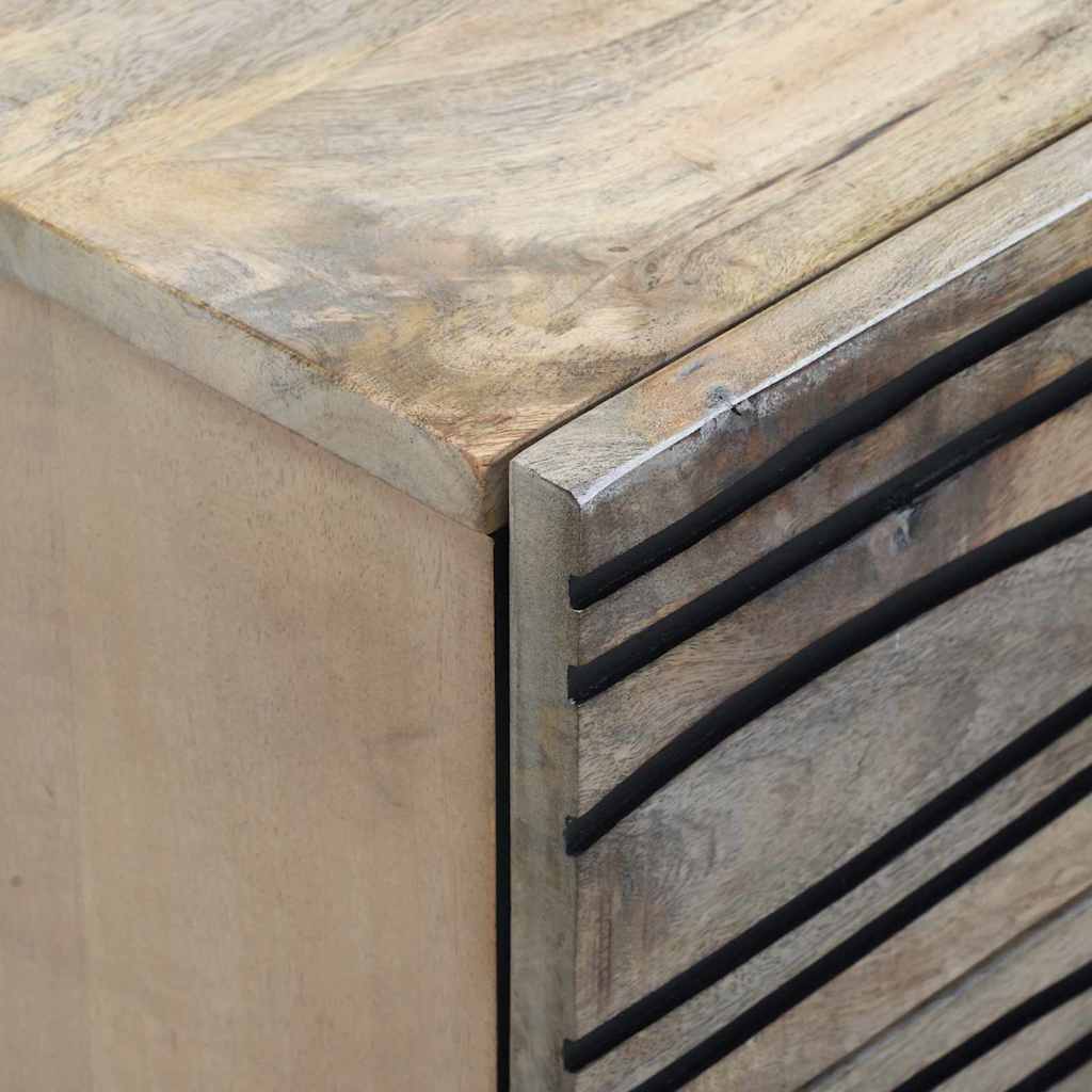 Nachttisch Weiß und Schwarz 50 x 33 x 62 cm Massivholz Akazie