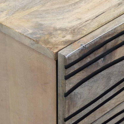 Nachttisch Weiß und Schwarz 50 x 33 x 62 cm Massivholz Akazie