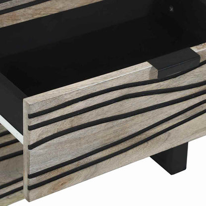 Nachttisch Weiß und Schwarz 50 x 33 x 62 cm Massivholz Akazie