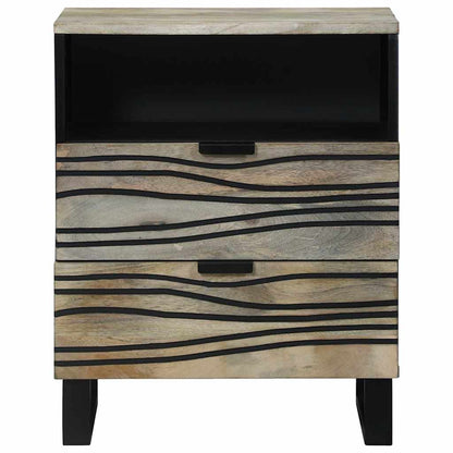 Nachttisch Weiß und Schwarz 50 x 33 x 60 cm massives Mangoholz