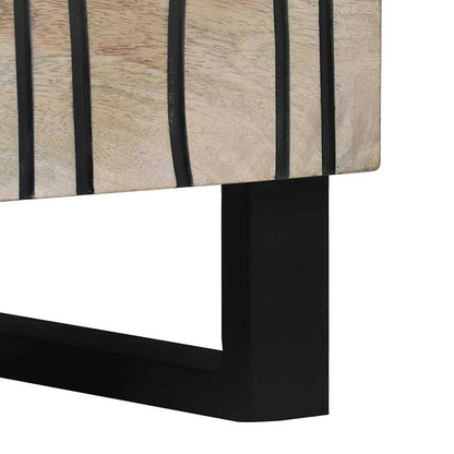 Nachttisch Weiß und Schwarz 50 x 33 x 60 cm Massivholz Akazie