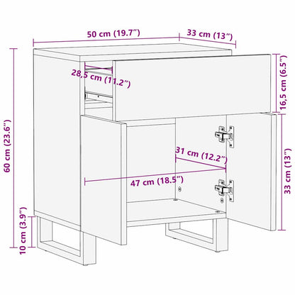Nachttisch Weiß und Schwarz 50 x 33 x 60 cm Massivholz Akazie