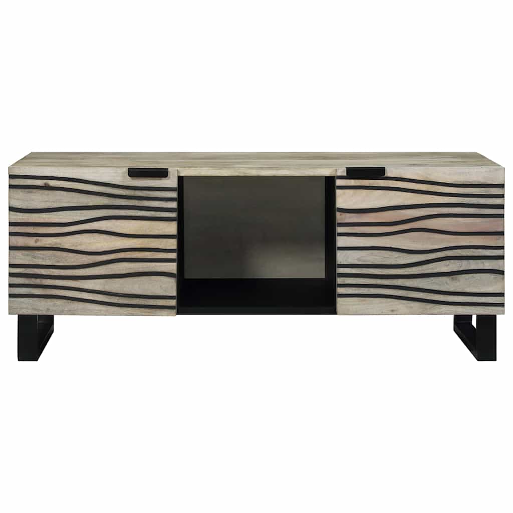 Couchtisch Weiß, Schwarz 100 x 54 x 40 cm massives Mangoholz