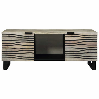 Couchtisch Weiß, Schwarz 100 x 54 x 40 cm massives Mangoholz