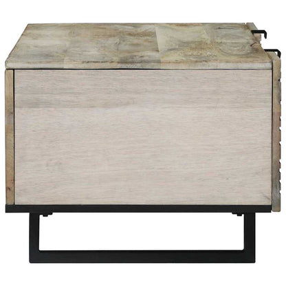 Couchtisch Weiß, Schwarz 100 x 54 x 40 cm massives Mangoholz