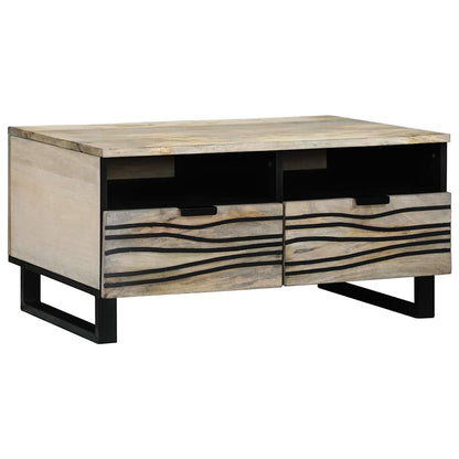 Couchtisch Weiß, Schwarz 80 x 54 x 40 cm massives Mangoholz