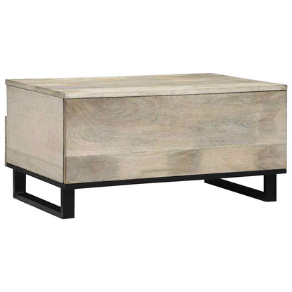 Couchtisch Weiß, Schwarz 80 x 54 x 40 cm massives Mangoholz