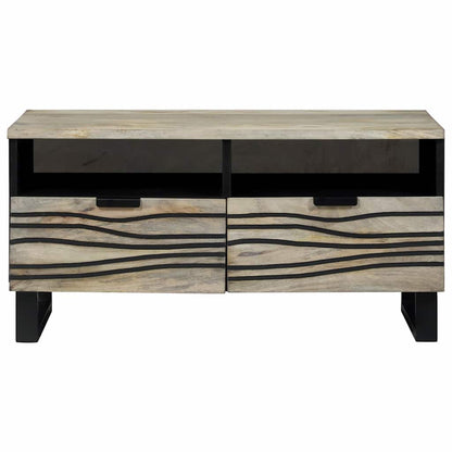 Couchtisch Weiß, Schwarz 80 x 54 x 40 cm massives Mangoholz