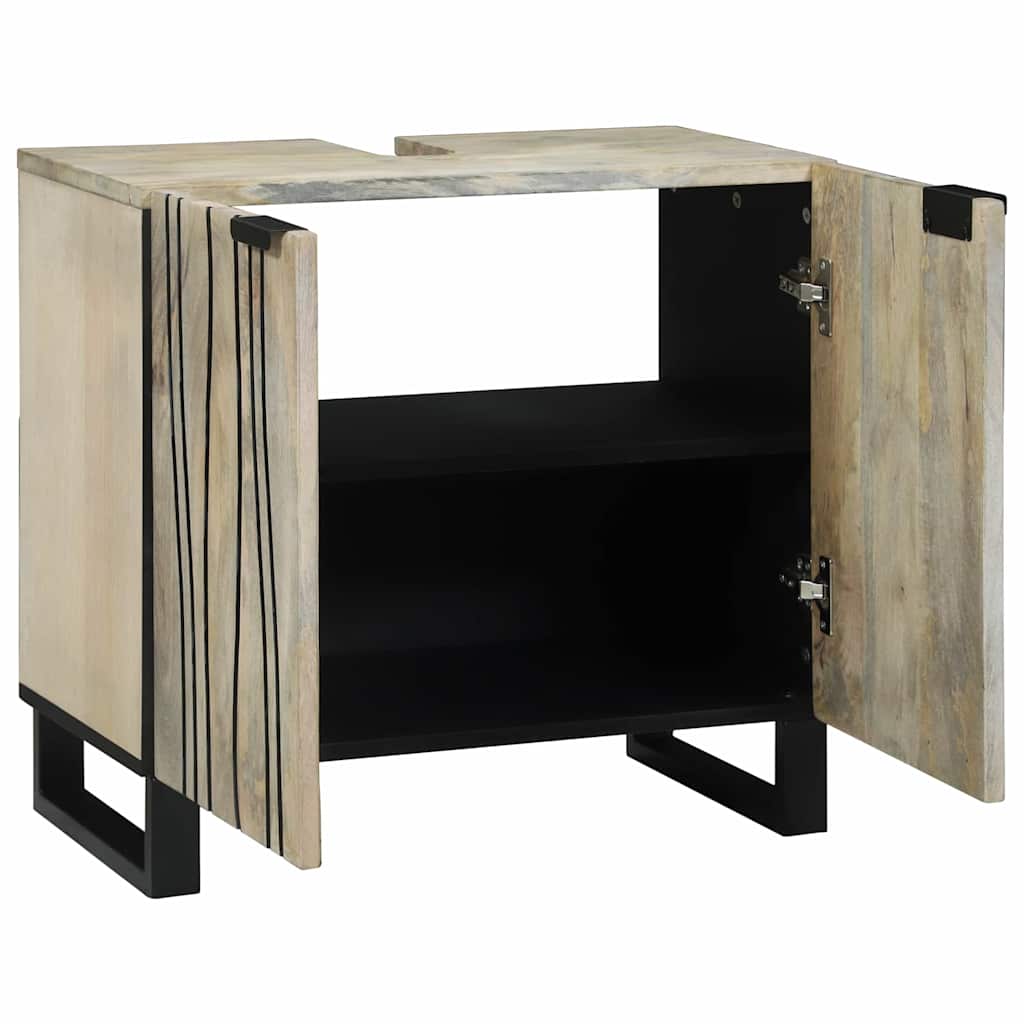Waschbeckenschrank mit Regal Weiß 62 x 33 x 58 cm Holzwerkstoff