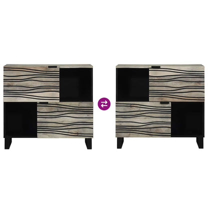 Sideboard Weiß 80 x 33 x 75 cm massives Mangoholz