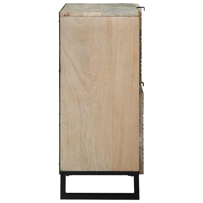 Sideboard Weiß 80 x 33 x 75 cm massives Mangoholz