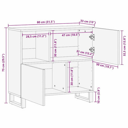 Sideboard Weiß 80 x 33 x 75 cm massives Mangoholz