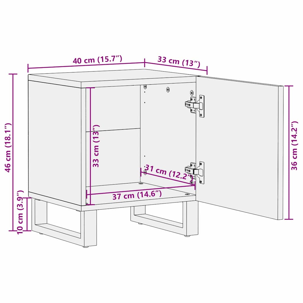 Nachttisch Walnuss 40 x 33 x 46 cm Massivholz Akazie