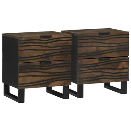 Nachttisch 2 pcs Walnuss 40 x 33 x 46 cm massives Mangoholz