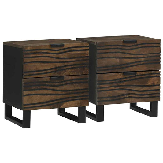Nachttisch 2 pcs Walnuss 40 x 33 x 46 cm massives Mangoholz