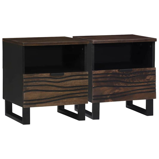 Nachttisch 2 pcs Walnuss 40 x 33 x 46 cm massives Mangoholz