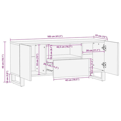 TV-Schrank Braun 105 x 33 x 46 cm massives Mangoholz