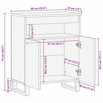Sideboard Braun 60 x 33 x 75 cm massives Mangoholz