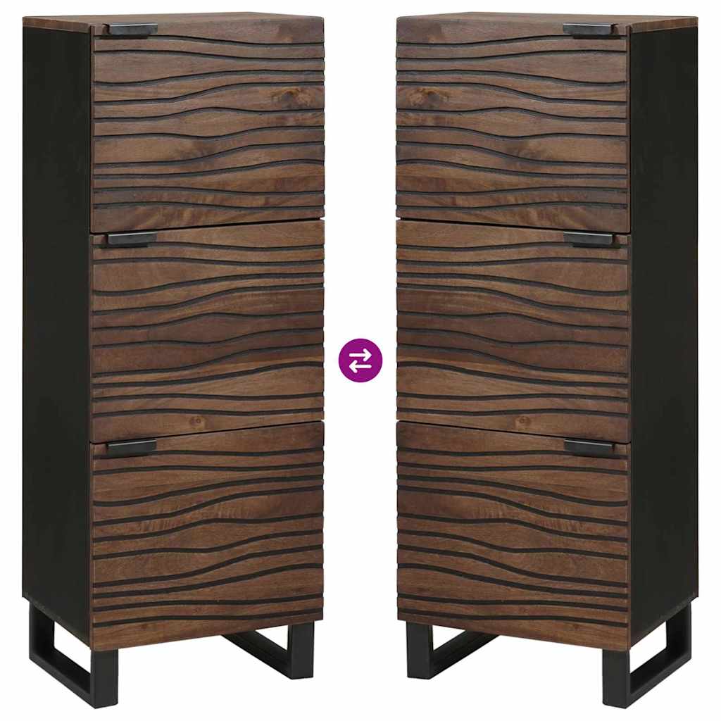 Hochboard Braun 40 x 33 x 110 cm massives Mangoholz