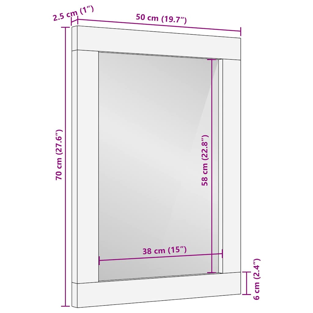 Badezimmer Spiegel Wandmontiert Braun 50 x 2,5 x 70 cm