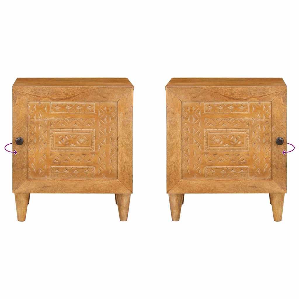 Nachttisch Hellbraun 40 x 33 x 46 cm massives Mangoholz