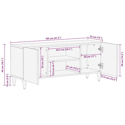 TV-Schränk Hellbraun 105 x 33 x 46 cm massives Mangoholz